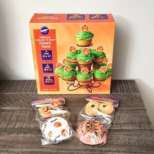 🎃🍁🌰New Wilton Cupcake Holder Dessert Stand and Kits Liner Halloween Fall